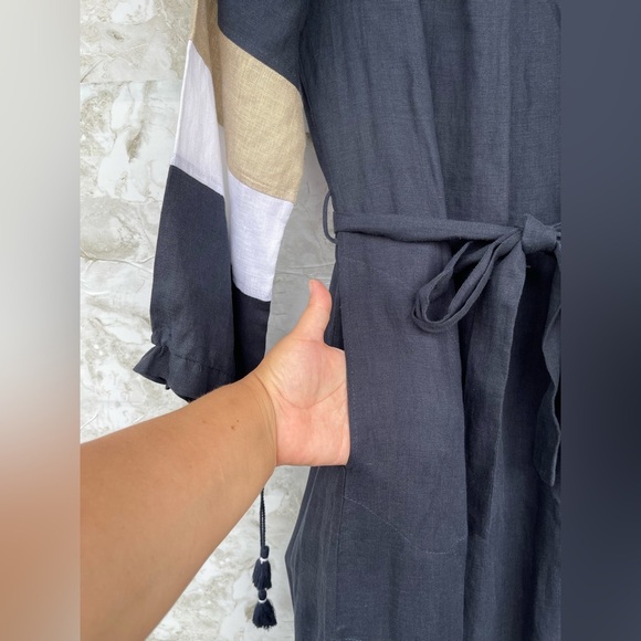 Ancient Kallos navy Linen Kaftan Dress - 100%
Handmade in Greece, Boho Maxi - Picture 8 of 12